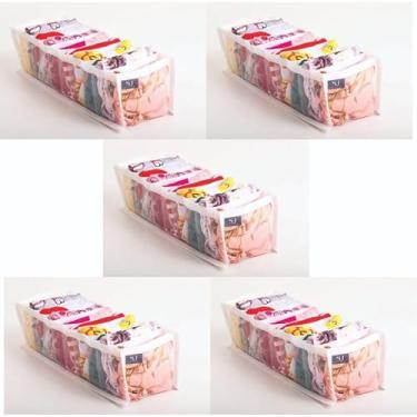 Imagem de Kit 5 Organizadores Colmeia Transparentes para Gavetas, Divisória para Meias e Lingerie, Branco