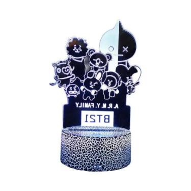 Imagem de Luz Noturna Kawaii BT21 3D Em Acrílico Com 16 Cores, 18cm, USB, Contro