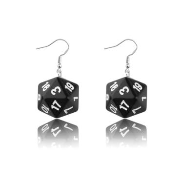 Imagem de PLITI Dungeons D20 Brincos de dados engraçados D20 Dice RPG Presentes Dungeon Masters Presentes DND Player Gift, Medium, Aço inoxidável, Sem pedra preciosa