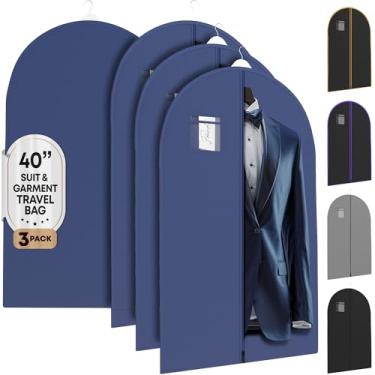 Imagem de Pacote com 3 sacos de viagem da Suit Garment – Resistente, leve – 101,6 cm x 60,96 cm – Da Your Bags, Azul marino, One_Size