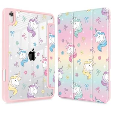 Imagem de Lepeoac Capa fina para iPad mini 7 (A17 Pro, 7ª geração) 2024/iPad mini 6 (6ª geração) 8,3 polegadas, [suporte de lápis embutido] capa à prova de choque, capa traseira transparente transparente