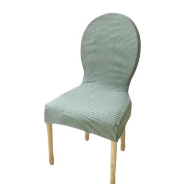 Imagem de Capa para cadeira com encosto redondo, jacquard, ajustável, tamanho grande, luxuosa, capa para assento, cadeira de jantar (1 peça, capa para cadeira/verde-feijão)