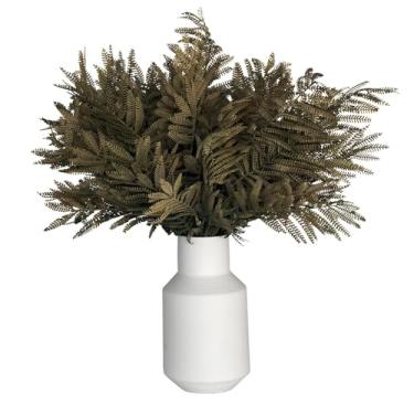 Imagem de Hometrance Pacote com 6 hastes artificiais de samambaia – Arbustos de plantas artificiais de plástico realista de 50 cm com tons de outono vintage para decoração interna e externa (verde mostarda