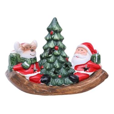 Imagem de Baoblaze Estatueta de Papai Noel, decoração de Natal, decoração de mesa de Natal, coleção de estátuas decorativas de cerâmica para sala de estar, prateleira de, Alce