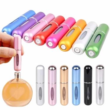 Imagem de kit de 6 Mini Frasco Portátil para Perfume,Cores Metálicas,Recarregável, Atomizador de Viagem, 5ml