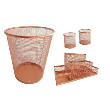 Imagem de Kit Organizador, Porta Caneta E Lixeira Rose Gold Escritório