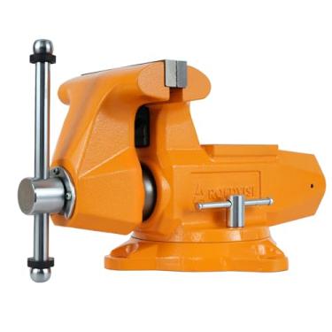 Imagem de AROEDVISE Torno de banco redondo econômico de 15 cm - ferro dúctil 72.000 PSI, braçadeira de mandíbula grande, suporte giratório de 360°, bigorna robusta grande - para bancada de trabalho industrial