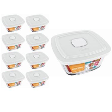 Imagem de Pote Vidro Quadrado Facilita Vap Com Tampa 2L Marinex 8Un - NADIR FIGU