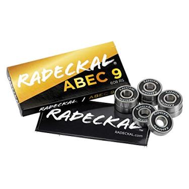 Imagem de RADECKAL – Rolamentos de skate ABEC 9 preto, skates, longboards, cruisers, patins em linha, patins de rolo, pré-lubrificados, alta precisão e longa duração, 1 Pack
