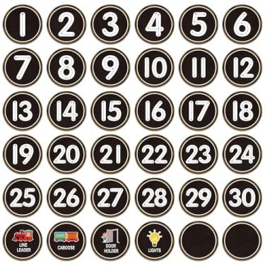 Imagem de GMEMNOV Linhas de pontos para o chão da sala de aula - 36 peças de adesivos de números para sala de aula alinhando 1-30 decalques de vinil de volta às aulas, jardim de infância, pré-escolar, material