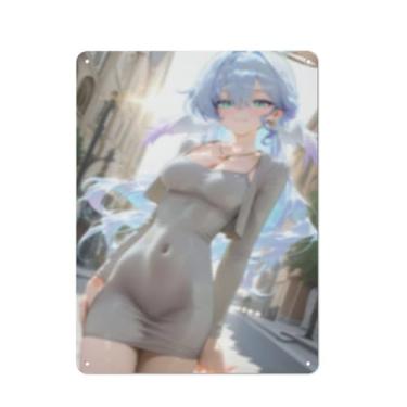 Imagem de Anime Sexy Bikini Hot Girl Pinup Girl Metal Tin Sign Wall Art Poster Decor for Home Bar Club Bedroom Bathroom Man Cave Otaku 30,5 x 40,6 cm, AH339