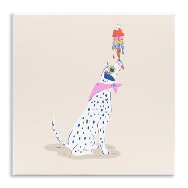 Imagem de Stupell Industries Desenho artístico de placa de parede de dálmata e sorvete pingando por Krissy Mast, 12 x 12