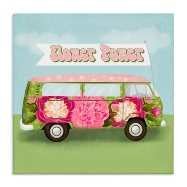 Imagem de Stupell Industries Design de arte de parede em tela Flower Power Peony Bus por Jilly Jack Designs, 17 x 17