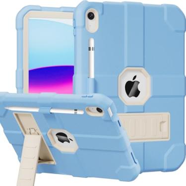 Imagem de Stweap Capa para iPad (A16) 11ª geração 11 polegadas 2025/iPad 10ª geração 10,9 polegadas 2022, capa protetora resistente [suporte de lápis embutido] para iPad 11/10 geração (azul-claro/branco)