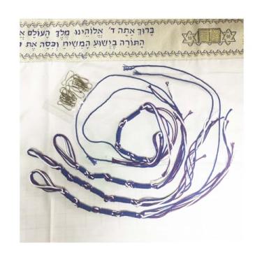 Imagem de Cyprinus Carpio Calça/jeans com borla hebraica Tzitzits Borlas 38 cm, acessórios para xaile de oração, franjas, decoração de casa, borlas com ganchos para pendurar (4, roxo)