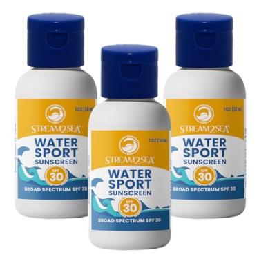 Imagem de STREAM 2 SEA Protetor solar mineral FPS 30 biodegradável e seguro para recifes, pacote com 3 tamanhos de viagem, sem parabenos, não oleoso e hidratante para rosto e corpo contra UVA e UVB
