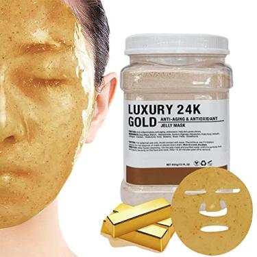 Imagem de POZTL Máscara Em Pó Para Tratamento Facial, Máscara Facial Antienvelhecimento Em Ouro 24K, Máscara Facial Hidrorrepelente Profissional Para Combater Linhas Finas, Opacidade E Tom De Pele Irregular,