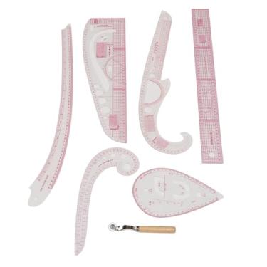 Imagem de Yosoo Régua de Fabricação de Padrões, Régua de Curva Francesa Conjunto de 7pcs Kit de Ferramentas de Costura Transparente para Roupas de Costura Diy Cm Mm