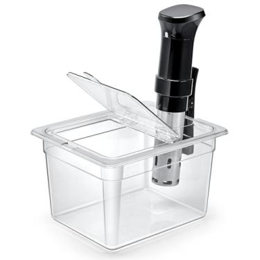 Imagem de HOMENOTE Recipiente Sous Vide 12 litros com tampa articulada dobrável universal, kit de acessórios Sous Vide livre de BPA, compatível com Anova e a maioria dos fogões Sous Vide
