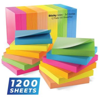 Imagem de Sticky Notes Infiniko 3x3cm, 12 almofadas, cores brilhantes, 100 folha