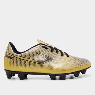 Imagem de Chuteira Campo Topper Slick VI Masculina, Dourado, Preto, 41