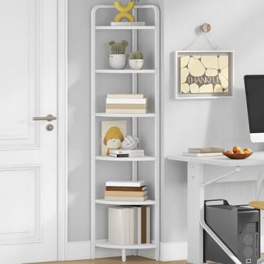 Imagem de Hzuaneri Suporte de prateleira de canto, estante de canto, prateleira de plantas, suporte de exibição de canto, prateleira de pé com moldura de metal para sala de estar, banheiro, cozinha, estilo