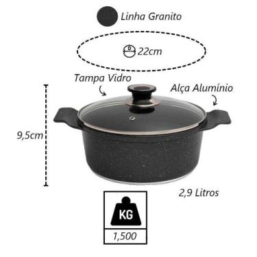 Imagem de Caçarola Panela Granito Antiaderente Gourmet Javali Aa 22cm