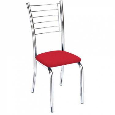 Imagem de Cadeira Lara Cromada Para Cozinha material sintético Vermelho - GAT MA