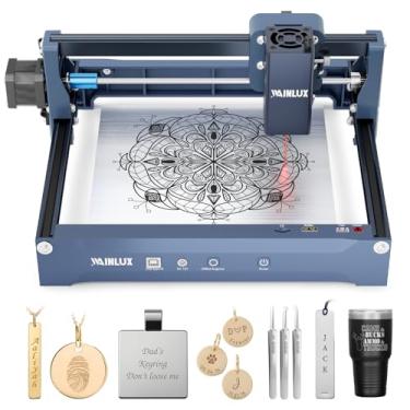 Imagem de WAINLUX Máquina de gravação a laser de alta precisão 1W laser infravermelho, máquina de gravação a laser de metal, grande área de gravação 150 x 200 mm, máquina de gravação a laser para metal, couro