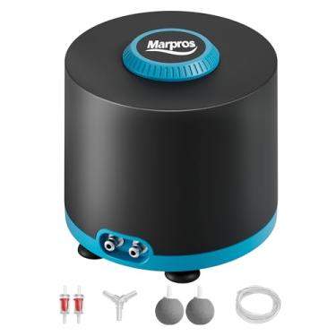 Imagem de Bomba de ar de aquário com dupla saída ajustável borbulhador de pedra para tanque de peixes, aerador silencioso de aquário com acessórios, 3W para tanque de até 100 galões