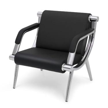 Imagem de Cadeira de sala de espera com apoio de braço, 1 assento, preto, couro PU, mobiliário de escritório, assento para convidados, lobby, conferência, recepção, sofá, para escritório, aeroporto, clínica