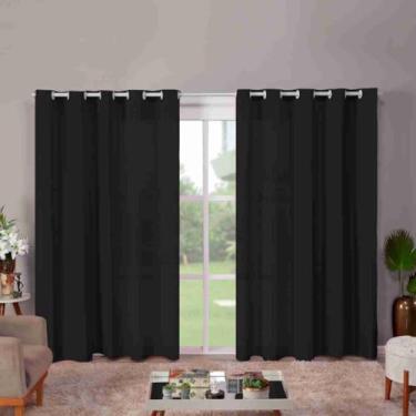 Imagem de Cortina Roma para Sala e Quarto, 300 x 220 cm, 2 Folhas, Poliéster Decorativo, Estampado (PRETO)