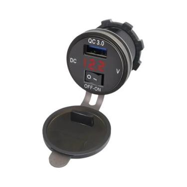 Imagem de Carregador De Carro USB Quick Charge 3.0 Com Display Digital Voltmeter