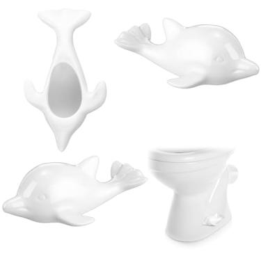 Imagem de FillTouch 2 peças de tampas de parafuso de vaso sanitário, tampas de parafuso de vaso sanitário decorativas, acessórios de cerâmica de animais fofos para decoração de banheiro doméstico (branco