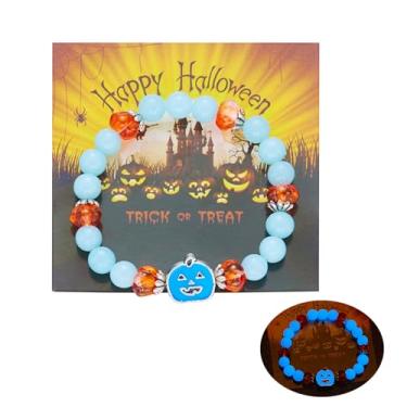 Imagem de INENIMARTJ Pulseiras luminosas de Halloween para homens, mulheres, personalidade, chique, colorido, luminoso, fantasma, abóbora, miçangas, joias de Halloween para homens e mulheres, Large, Liga