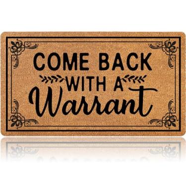 Imagem de Oujilidemat Volte com um capacho de garantia de 71 x 40 cm | Borda impressa elegante e tapete de boas-vindas antiderrapante adequado para entradas internas e externas tapete de porta engraçado