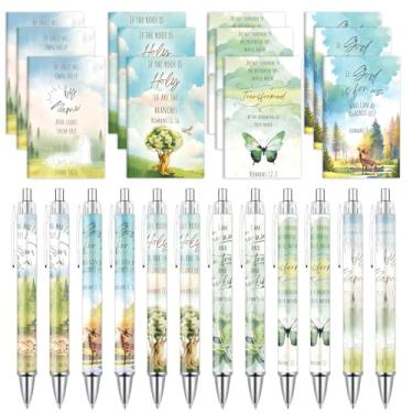 Imagem de Wxiben Presentes cristãos para mulheres e homens – 24 peças de canetas com versículo bíblico cristão, caderno, escritura, inspirador, canetas, diários, fé, presentes religiosos, para oração, domingo