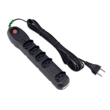 Imagem de Protetor de Surtos Com 5 Tomadas de 3 Metros Preto - 7202 - FORCE LINE
