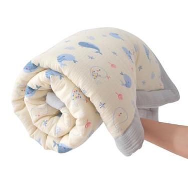 Imagem de CLoucl Edredão/colcha de musselina de algodão, cobertor infantil de musselina ultra macio e respirável, cobertores de bebê para todas as estações para meninos e meninas, lavável na máquina, 104 cm x