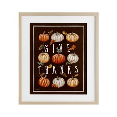Imagem de Stupell Industries "Give Thanks with Varied Pumpkins Birch Framed Print" Under Glass, design by Elizabeth Tyndall, 16 x 13