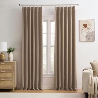 Imagem de Cortinas blackout cappuccino 3,5 m de comprimento, 3,7 m de altura, pregas extralongas para sala de estar, cortinas térmicas plissadas, painéis para casa, hotel, escritório, 101,6 cm L x 365,8 cm C