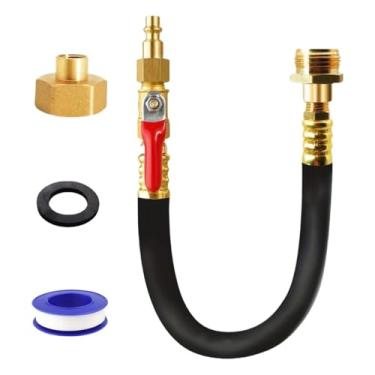 Imagem de RHUISHU Kit de mangueira de ar para trailer, acessórios de conexão rápida, adaptador de sopro Winterize, regulador de pressão de água para trailer com chave de mangueira de esgoto 43 cm para trailer
