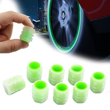 Imagem de Tampas de válvula de pneu de carro fluorescentes universais Coringa luminosa tampa de ar do pneu acessórios externos do carro luzes de LED que brilham no escuro brilhante tampas de haste de válvula de
