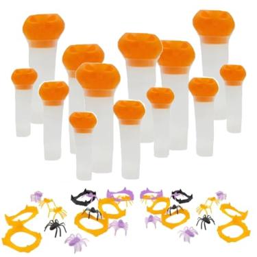 Imagem de Kit Mimos Tema Halloween: Lembrancinha Infantil Decoração de Mesa e Festa Dia das Bruxas DIY Aniversário Gincana Evento Escolar (10 Tubetes 50 Brinquedos, Colorido)