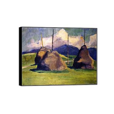 Imagem de BMZFYBS Arte de parede em tela reprodução de pintura famosa - quadros de moldura preta para sala de estar - palheiros-decoração pôster e impressões 30 x 40 cm 12 x 16 pol