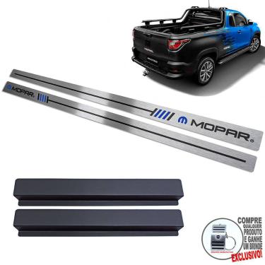 Imagem de Soleira Aço Inox Fiat Strada Mopar Preto Baixo Relevo