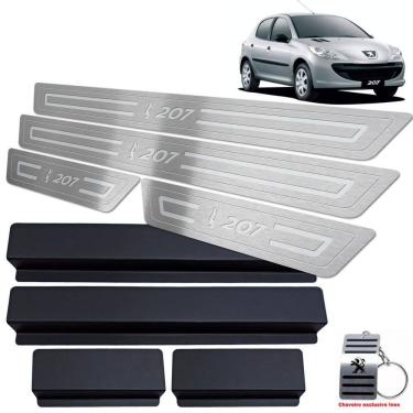 Imagem de Soleiras Aço Inox Peugeot 207 2009 A 2015 Prata Baixo Relevo
