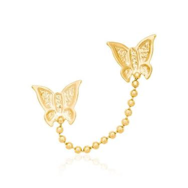 Imagem de Brinco rommanel borboleta folheado ouro 18k - 2 furos