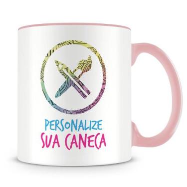 Imagem de Caneca Personalizada Rosa com Alça e Interior - Personalize do Seu Jei