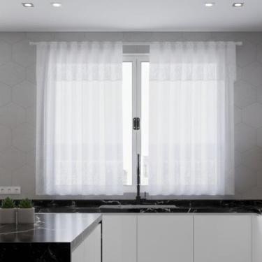 Imagem de Cortina de Janela para Cozinha ou Sala 1,20x2,20m Renda com Bando Acop